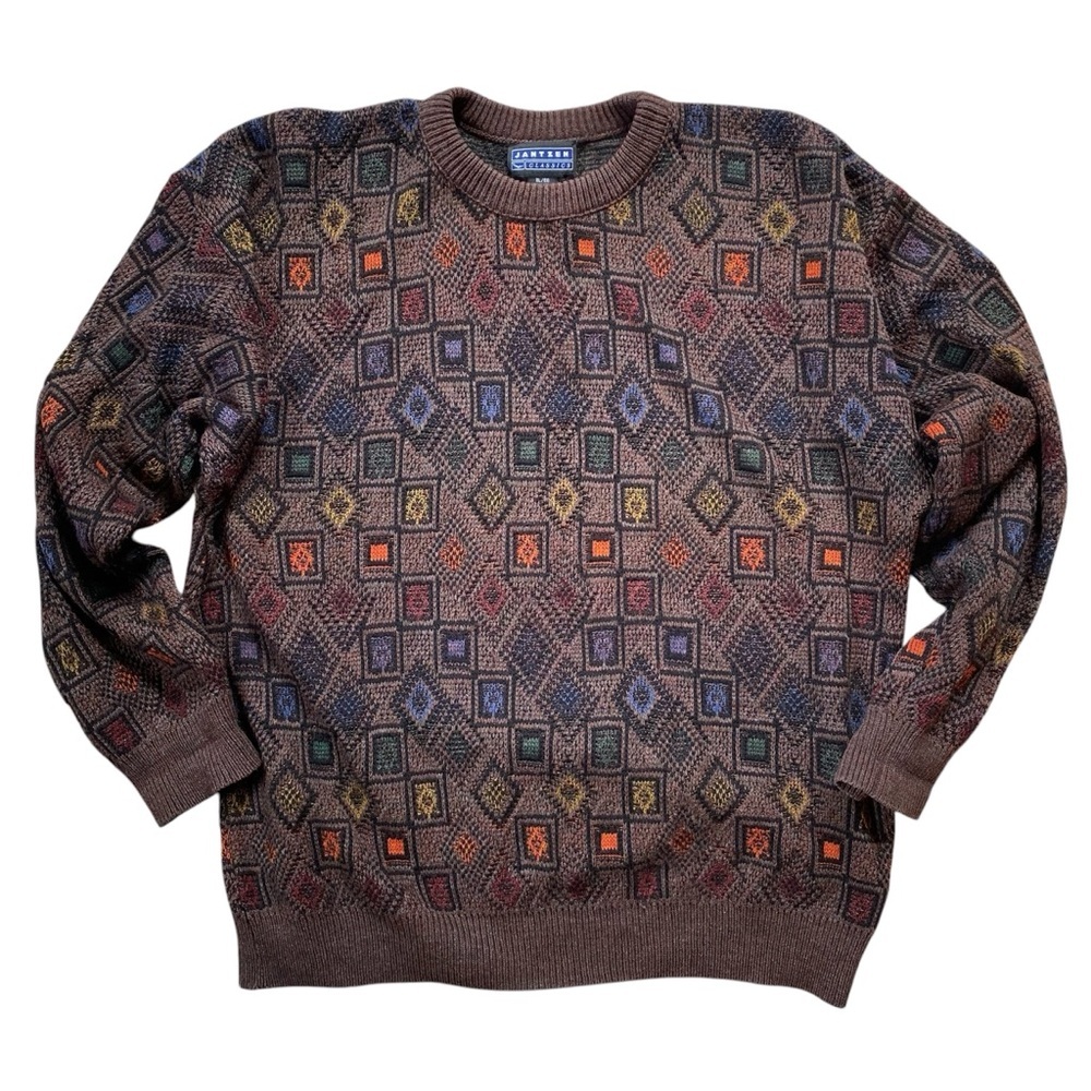 Vintage 90s Jantzen Classics Geometric Knit Crewneck Sweater